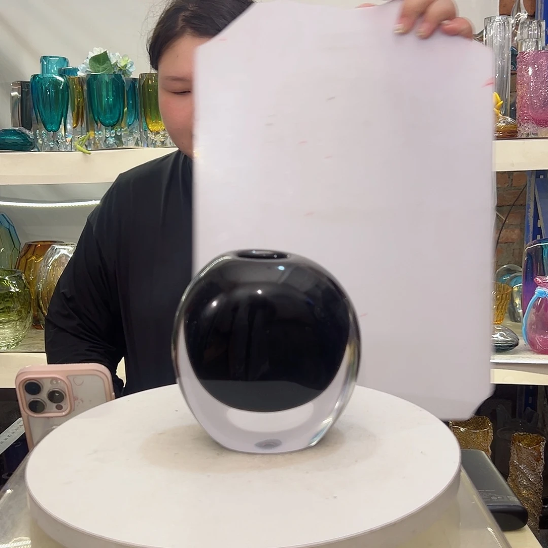 琉璃手工艺品幻彩琉璃花瓶花器纯手工痕迹高度14