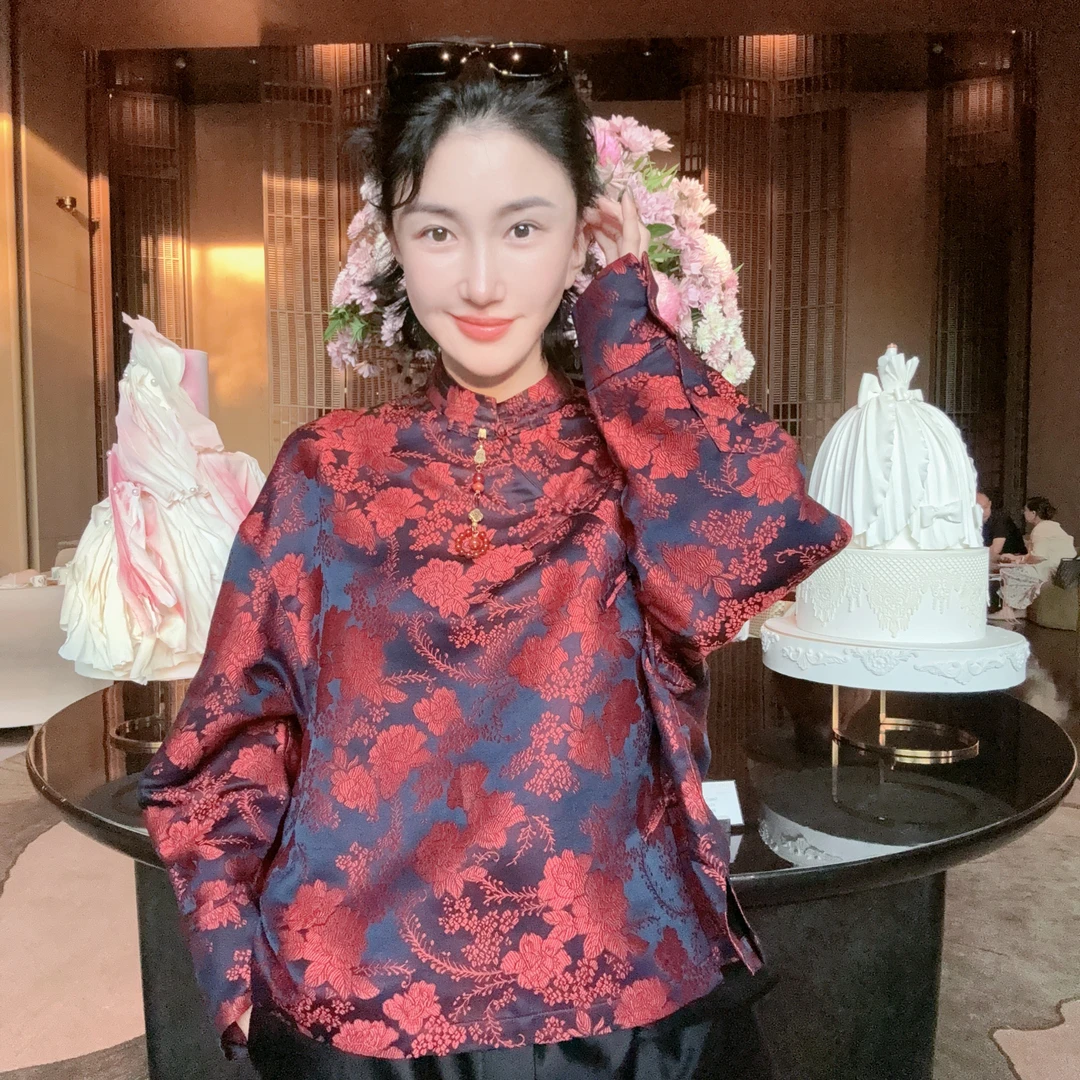 Betty Bairn【匠心/望山楹】新中式织锦斜襟上衣25B-BW1223