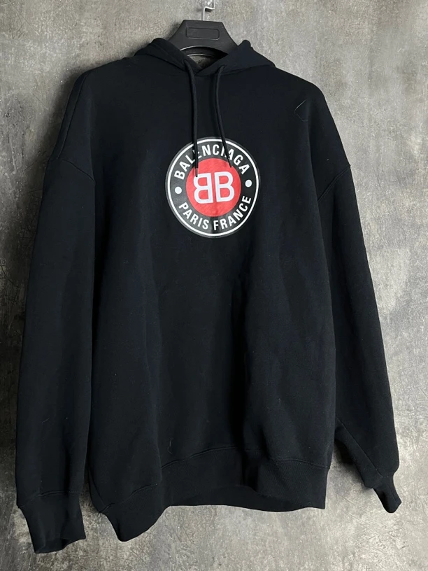 全新未使用 Balenciaga/巴黎世家 M码*1/双B logo印花帽衫/00174