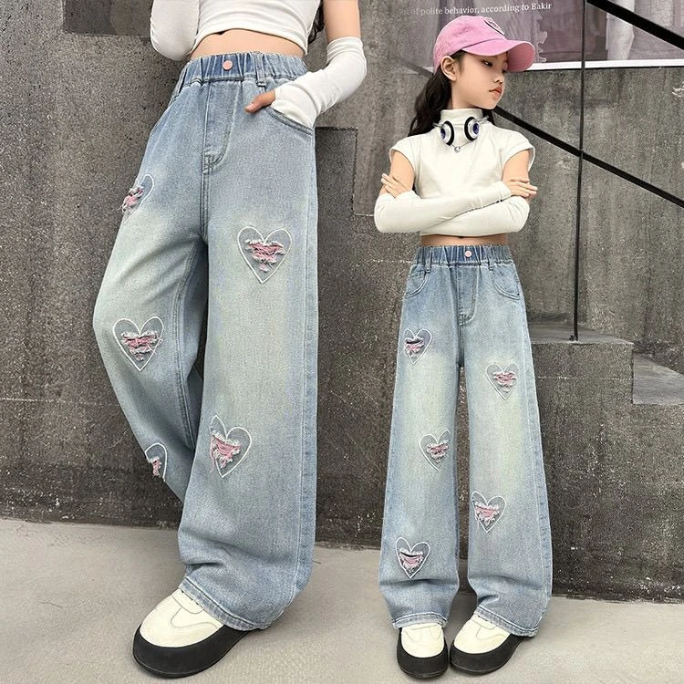 女童牛仔裤宽松2025春秋新款儿童洋气裤子中大童直筒女孩超软