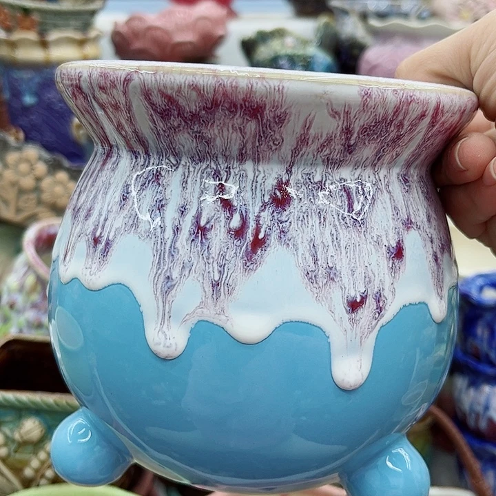 多肉绿植陶瓷花盆9.9包邮，有孔