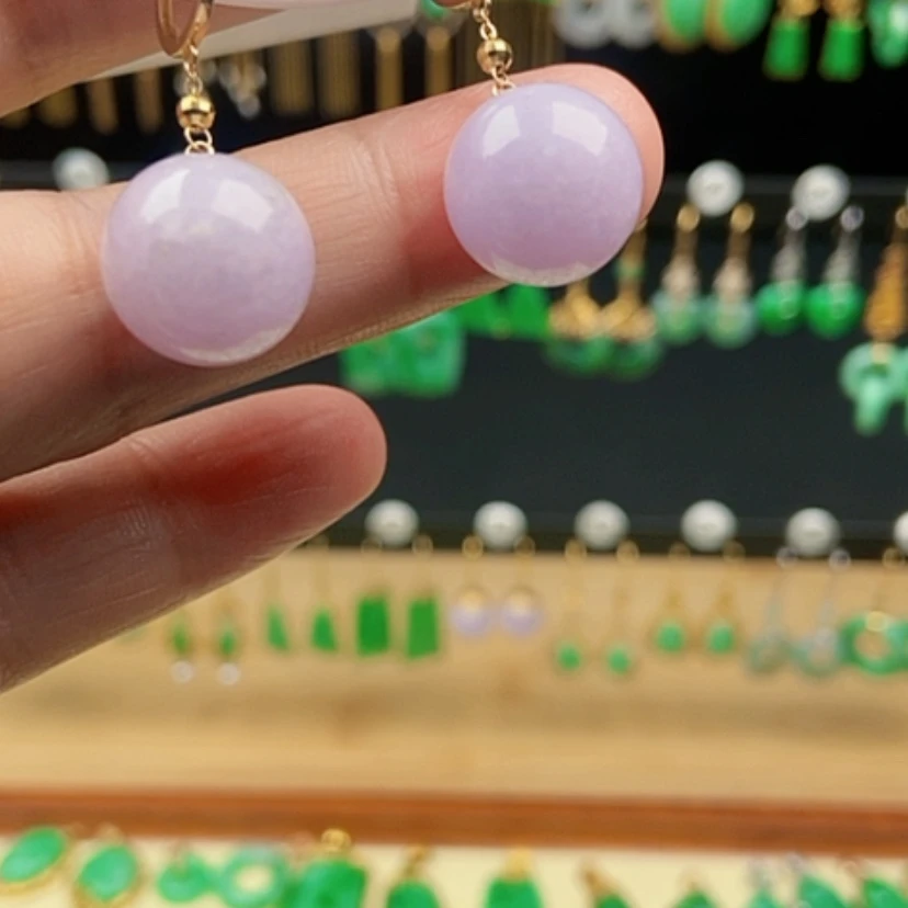 【闪购商品】翡翠耳饰18K金镶嵌耳饰