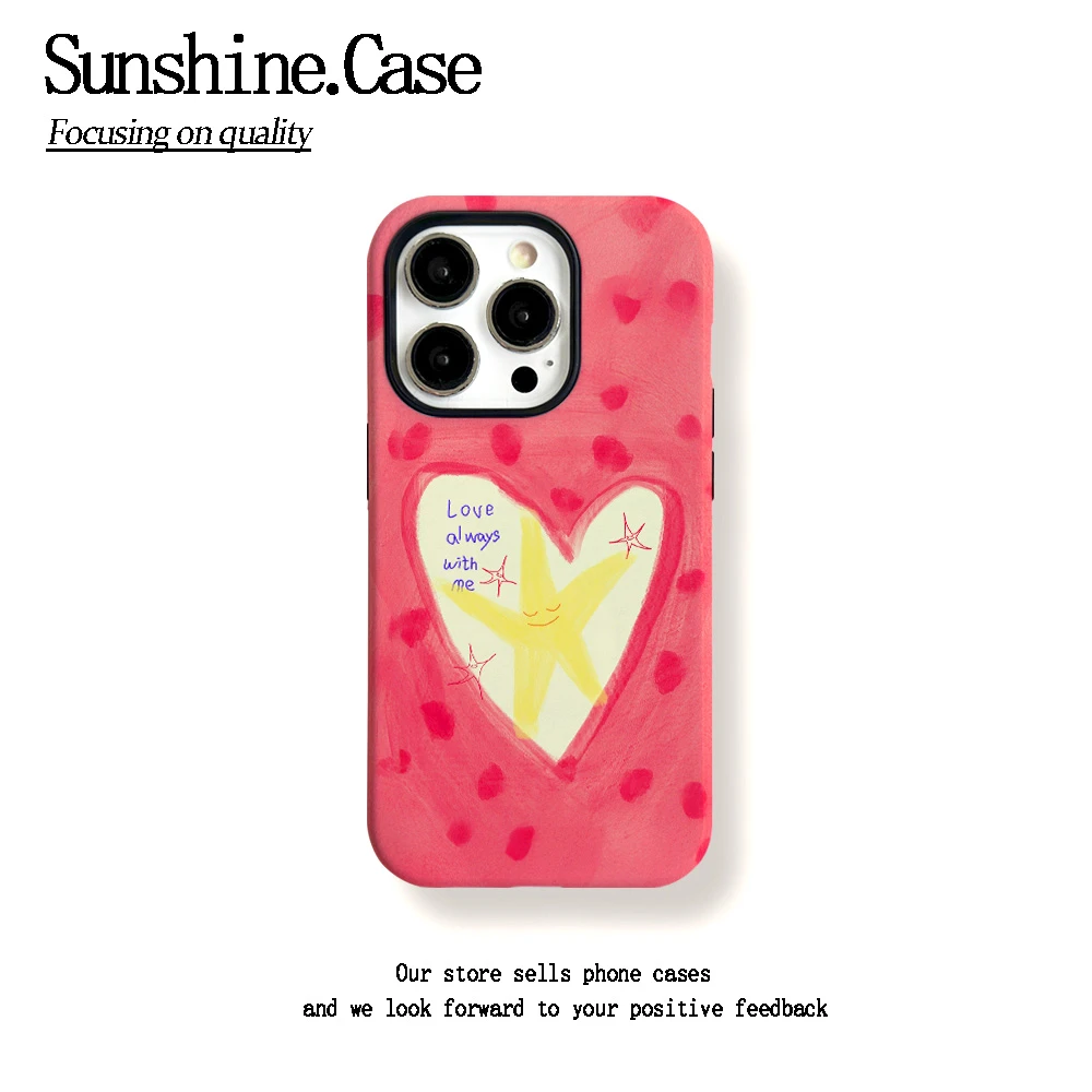 菲林二合一适用苹果华为vivo小米oppo手机壳星星爱心16PRO/15