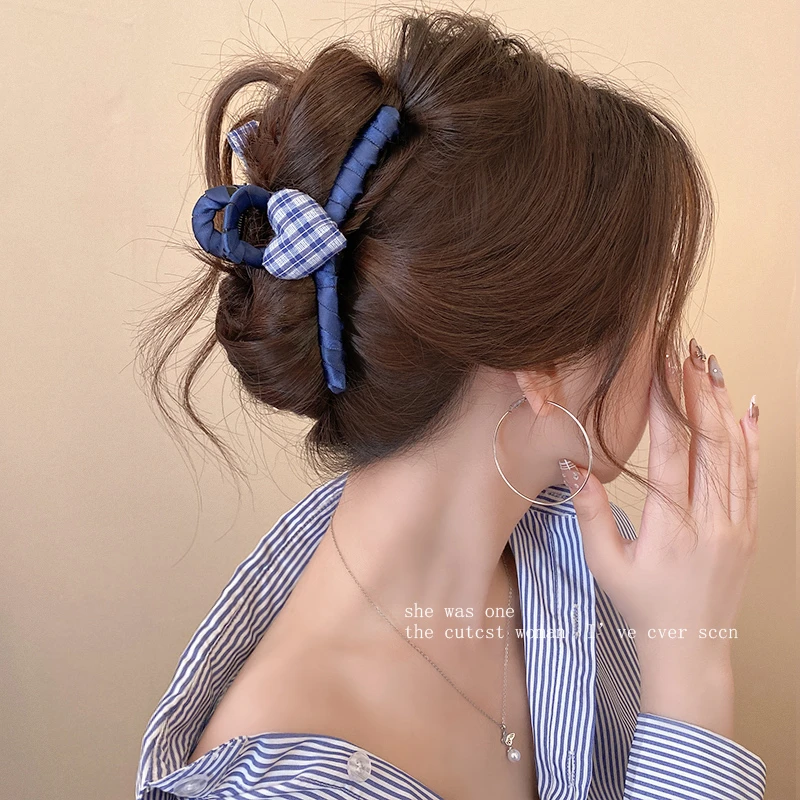 新款爱心拼蝴蝶结双面抓夹高级感后脑勺发卡女头饰发饰鲨鱼夹发夹