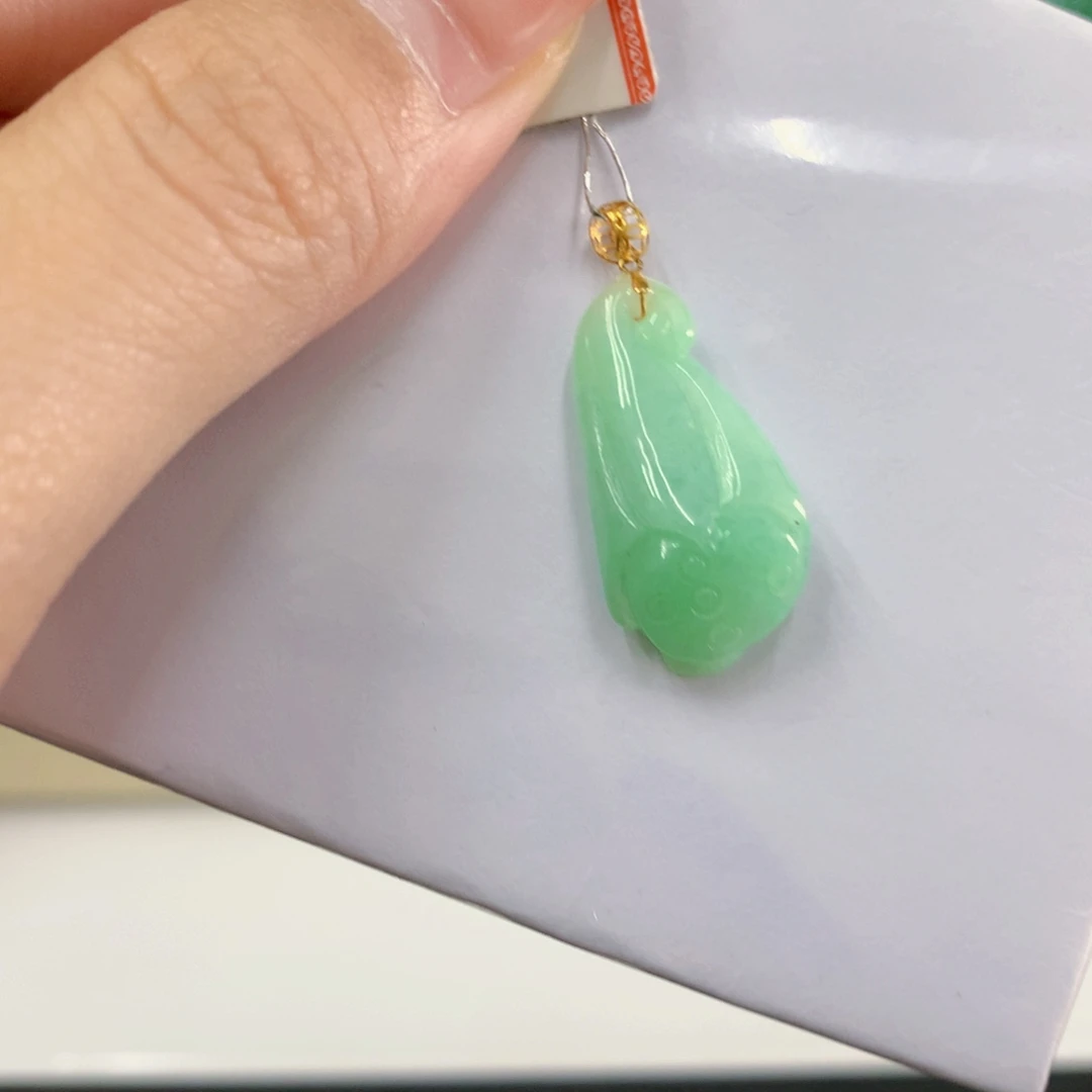 吊坠(不含链)18K金镶嵌翡翠