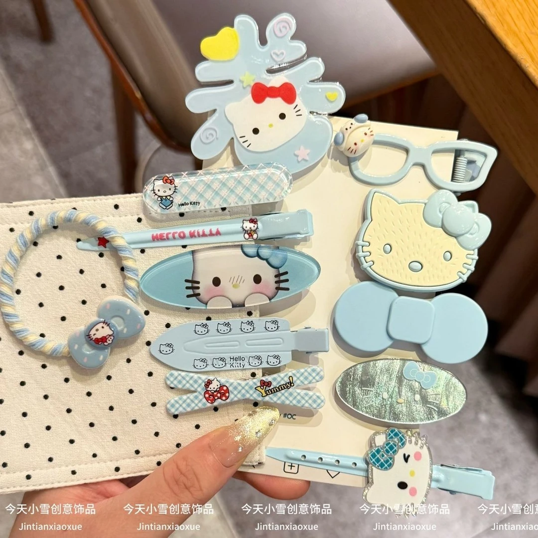 清爽一夏~蓝色系KT猫发夹甜美少女刘海夹侧边夹可爱百搭学生发饰