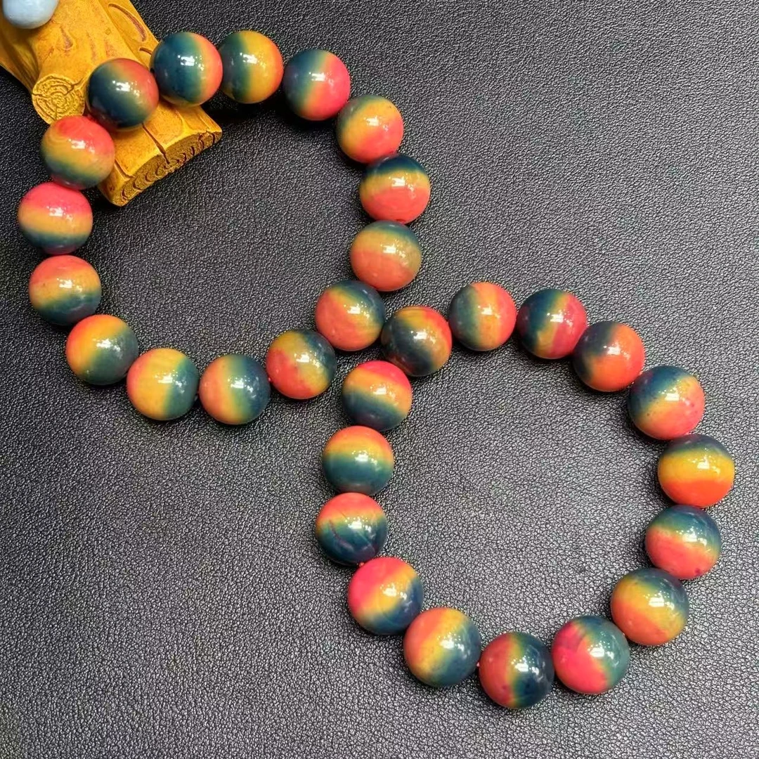 面面来财珠宝q-S7840卡14左右-三色玛瑙手串-多样性发其一