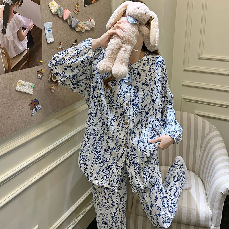 春秋季2025年新款睡衣女士长袖云朵棉甜美公主风可外穿家居服套装