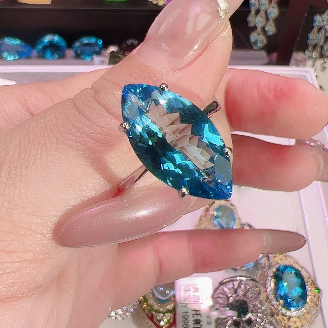 托帕石戒指银S925镶嵌