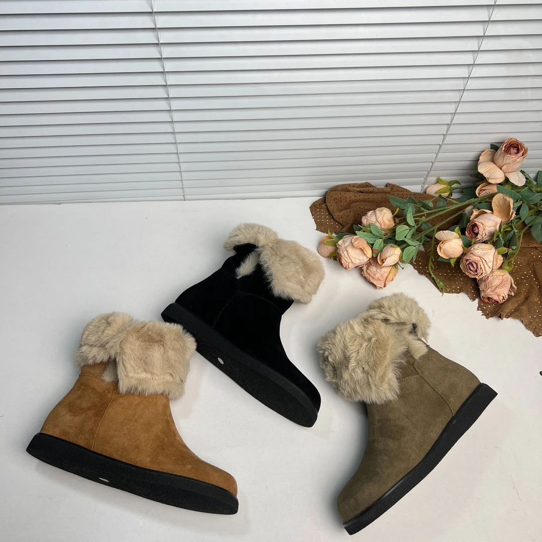 【断码清仓】真皮雪地靴女厚底短筒新款厚底真皮磨砂牛皮雪地靴1506