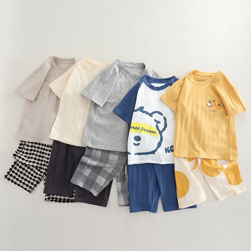 儿童睡衣短袖短裤套装薄款一家三四口母女父子宝宝家居服夏亲子装