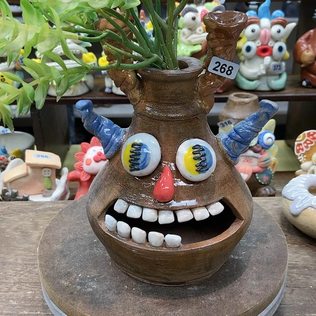 摆件直播间手工抽象陶瓷摆件268