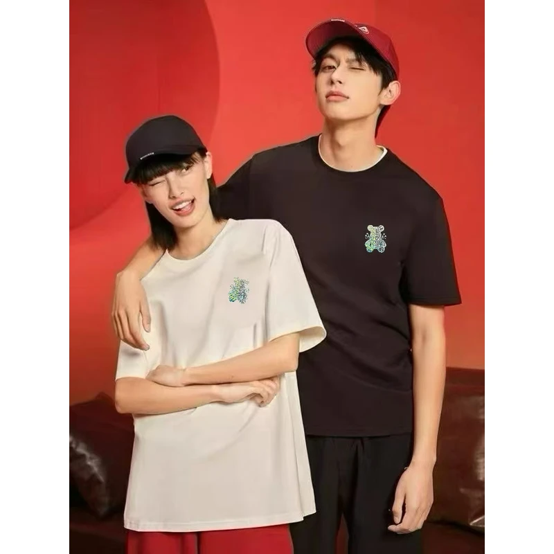 【9325】夏季爆款纯棉小熊印花T恤男女同款潮流百搭休闲微落肩短袖