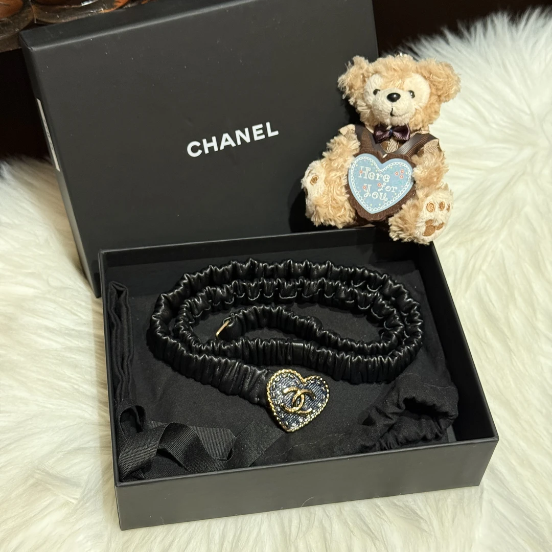 99新 Chanel/香奈儿 24p牛仔蓝色爱心腰带