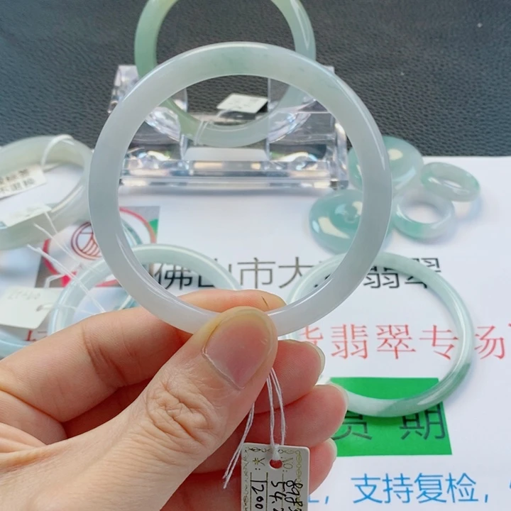 未镶嵌手镯翡翠小圆条手镯53-54圈口