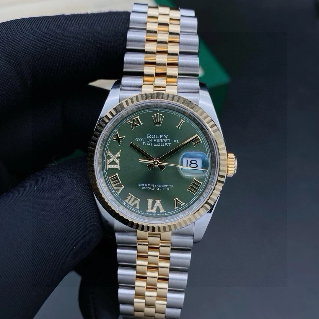 99新 Rolex/劳力士 日志126233/绿盘罗马/机械/21年全套/表径36mm