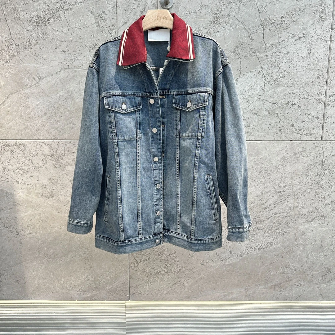 【UHOO WU】设计师品牌25年春新品可拆卸螺纹领牛仔夹克JKO523112