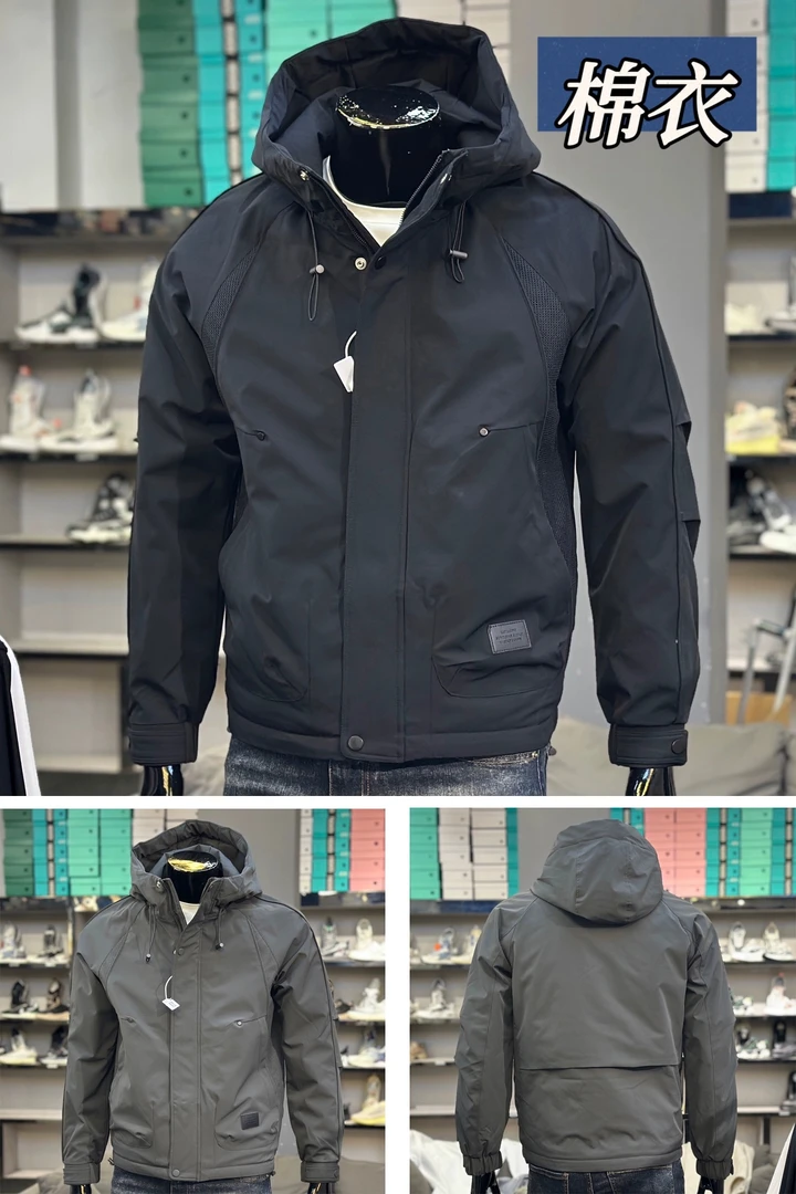 2025冬季男款户外棉袄男士连帽棉衣保暖时尚二棉短款青年休闲外套