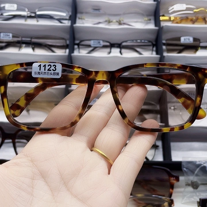 用***9华士全框方圆款天然石头眼镜