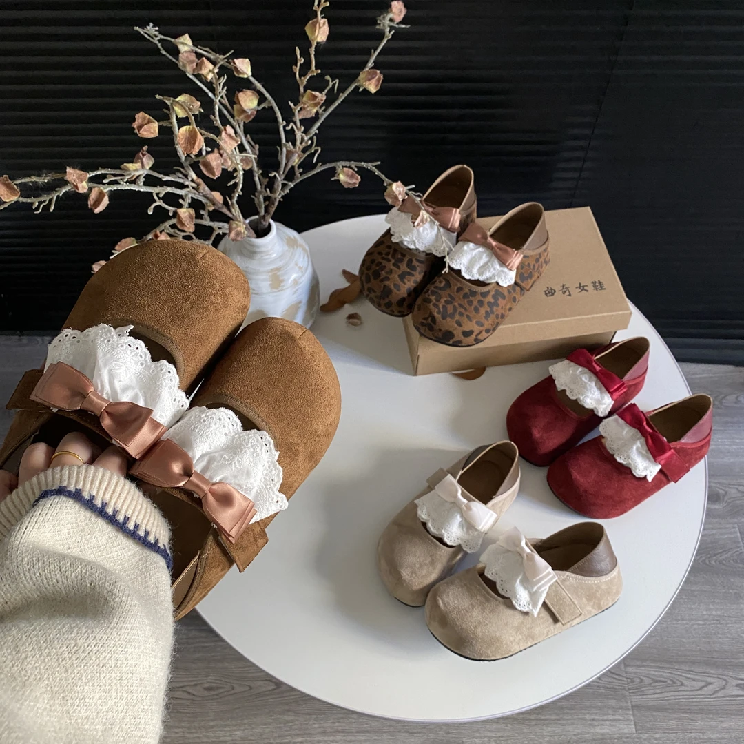 秋季新款小个子百搭女爆款魔术贴蝴蝶结2025韩版厚底勃肯鞋包头拖