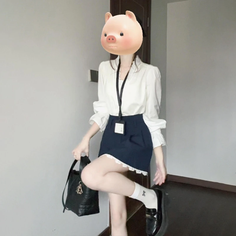 温柔风白色衬衫搭A字短半身裙女款2025新款春装小个子高级感穿搭