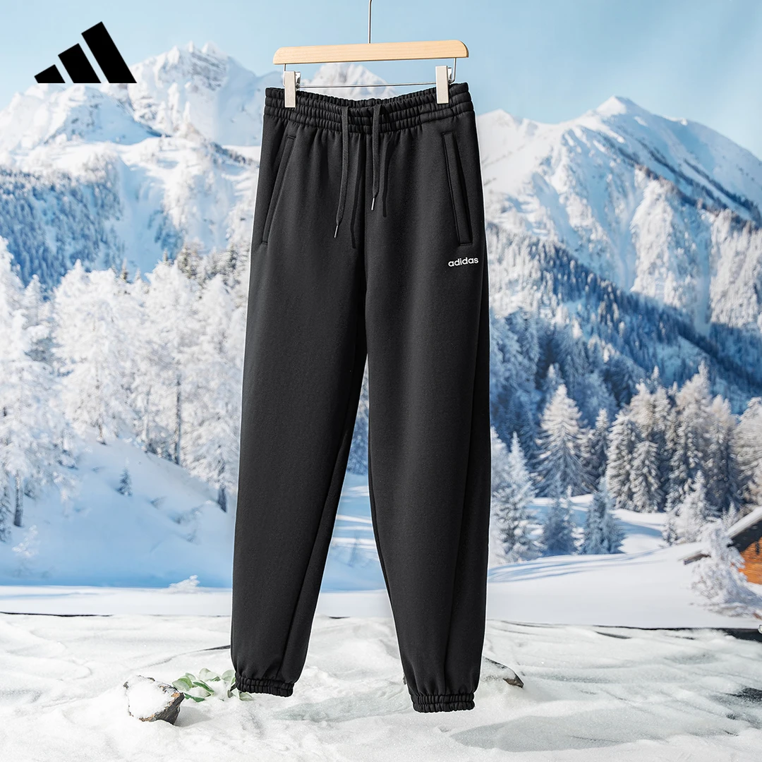 adidas/阿迪达斯加绒裤子运动裤长裤2024秋冬新款男款束脚裤卫裤