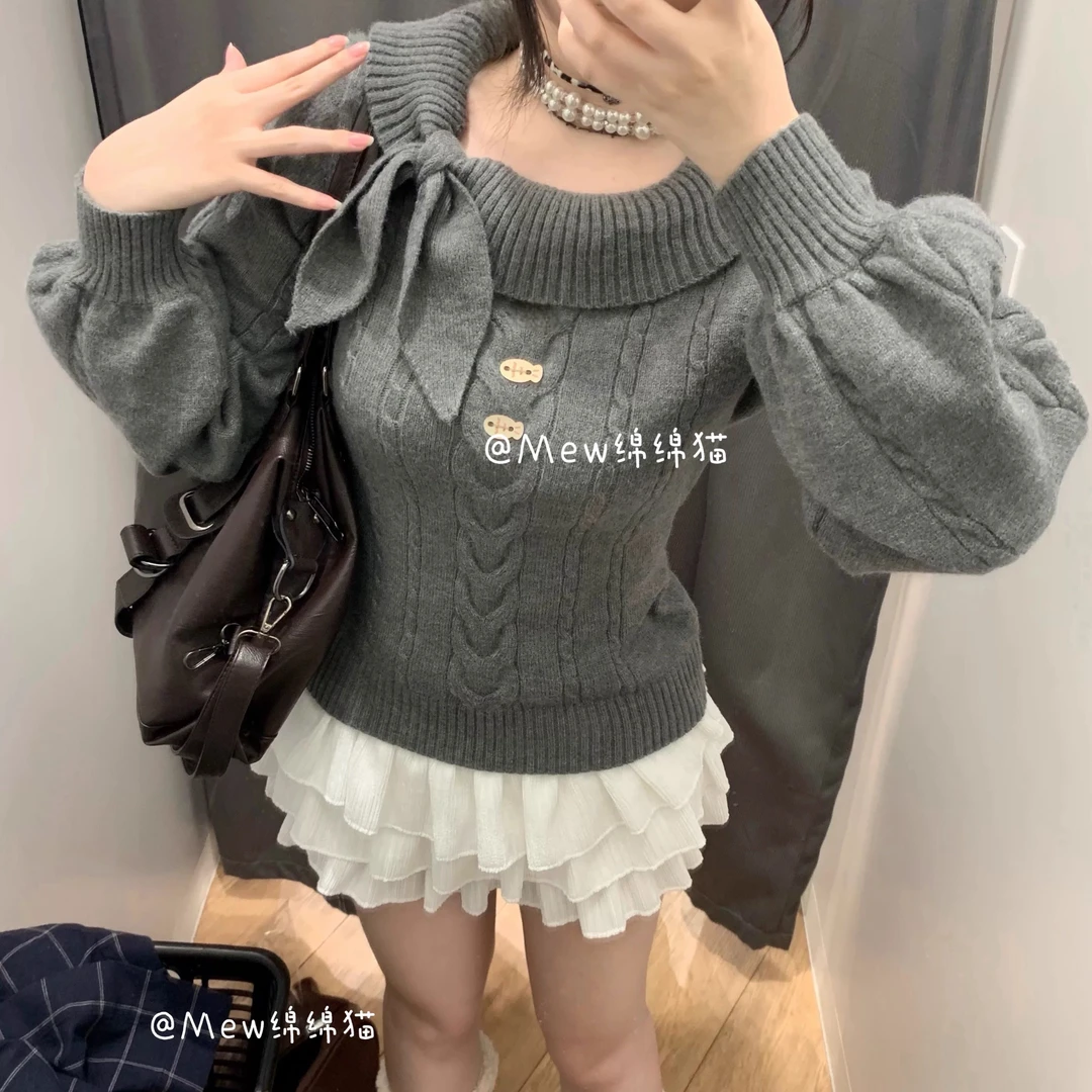 现货～莉莉丝vintage 兔耳结古着毛衣系列 格裙 秋冬穿搭