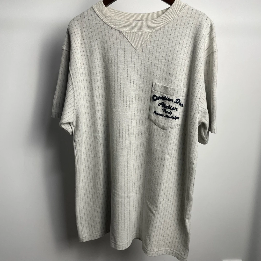 99新 DIOR/迪奥 （vd）条纹口袋标语羊毛短袖 0439