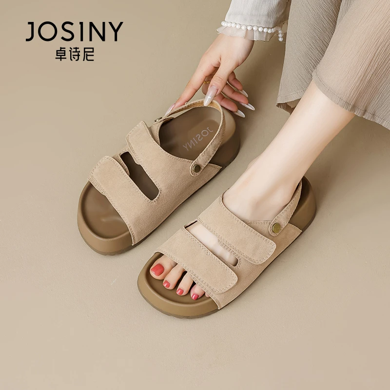 卓诗尼罗马凉鞋女2025年夏季新款百搭外穿厚底增高软底沙滩凉拖鞋