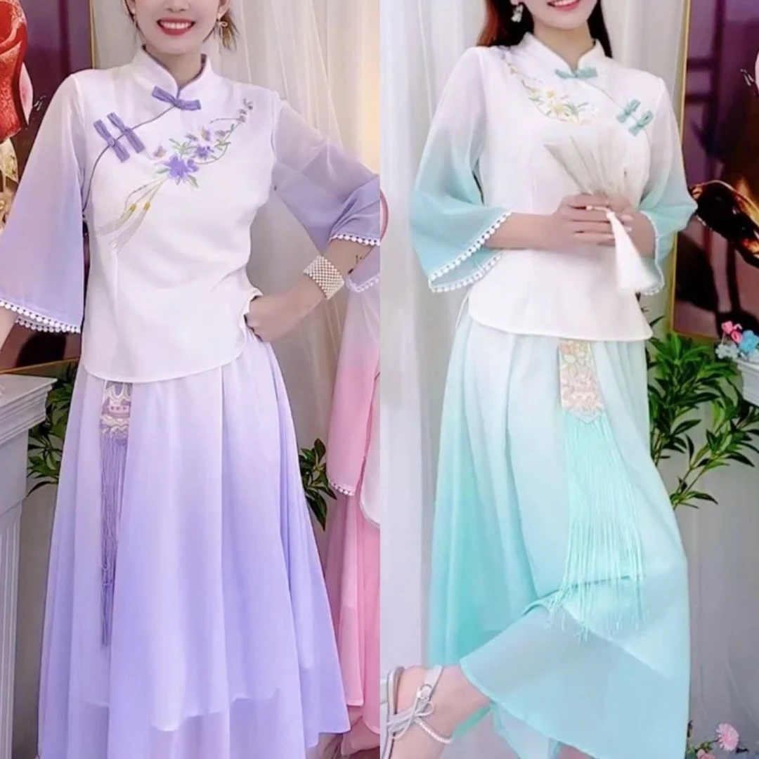 夏季2025民族风实拍新款轻奢时尚个性刺绣高端洋气古装改良汉服女