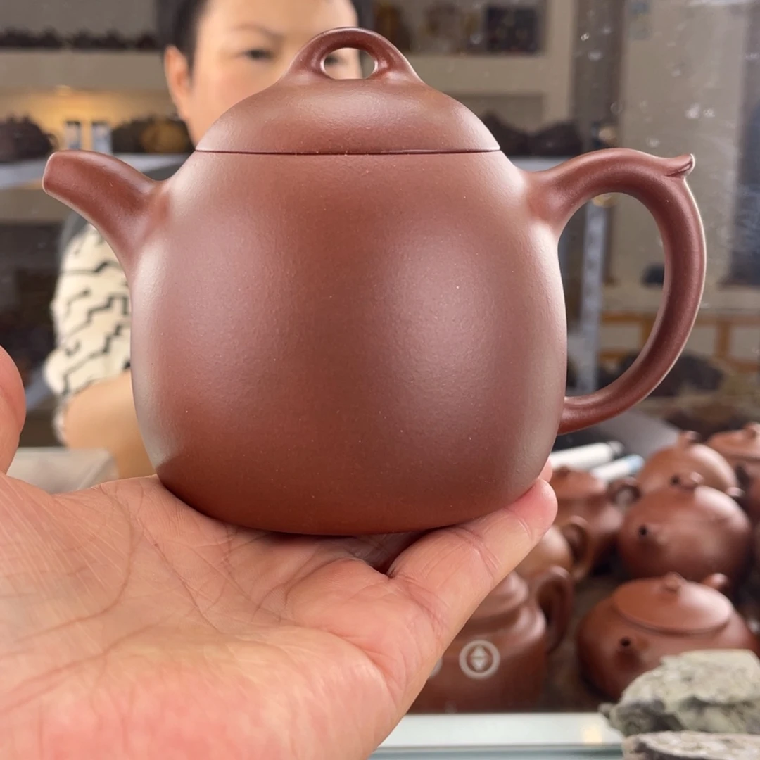 茶壶紫砂红皮龙全手工秦权300cc