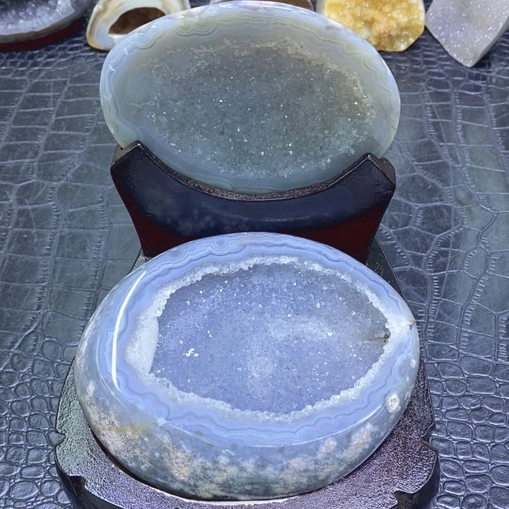 未镶嵌珠宝半成品紫晶蓝晶雪景盆