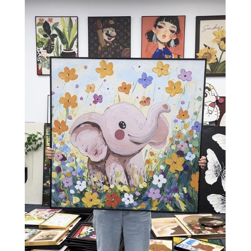 M23奶油风小象客厅餐厅卧室玄关装饰挂画