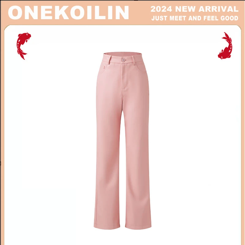 OneKoilin“窄腿皮裤”小众定制染色树脂爆软pu直筒神裤 ZTPK