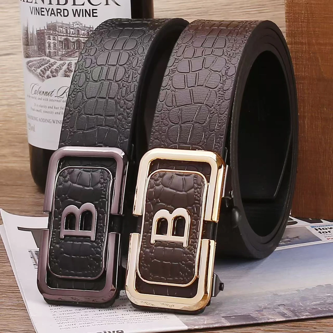 保罗中青年腰带皮带百搭自动扣男高档商务休闲时尚裤腰带男士男款