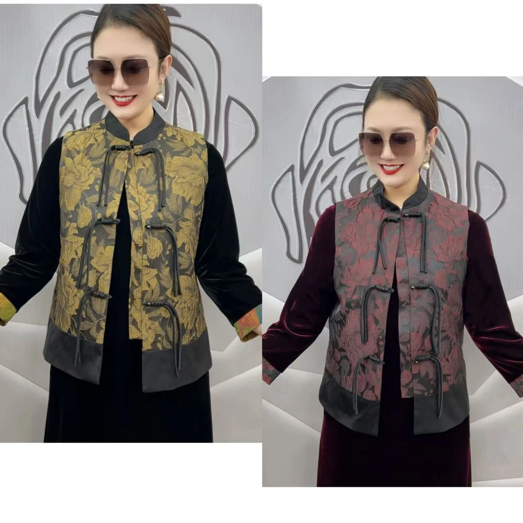 新中式手工盘扣复古流苏马甲 8912