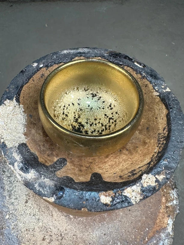 建窑建盏主人杯  双面金杯