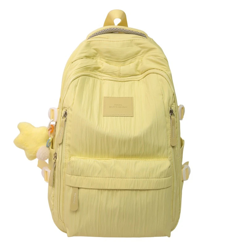 双肩字母纯色文艺风简约百搭大容量包包852