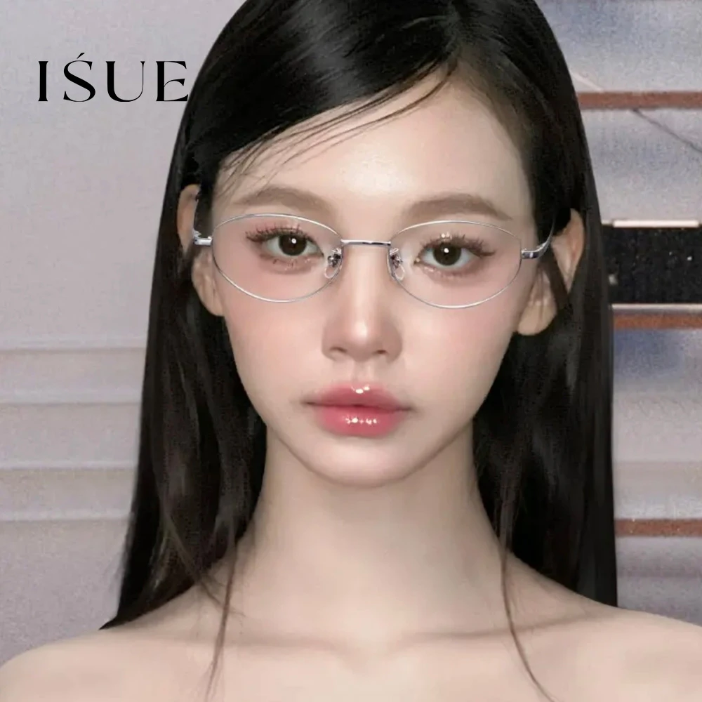 ISUEJ04超轻金属框钛架眼镜ins高智感素颜镜可配度数女金丝眼镜