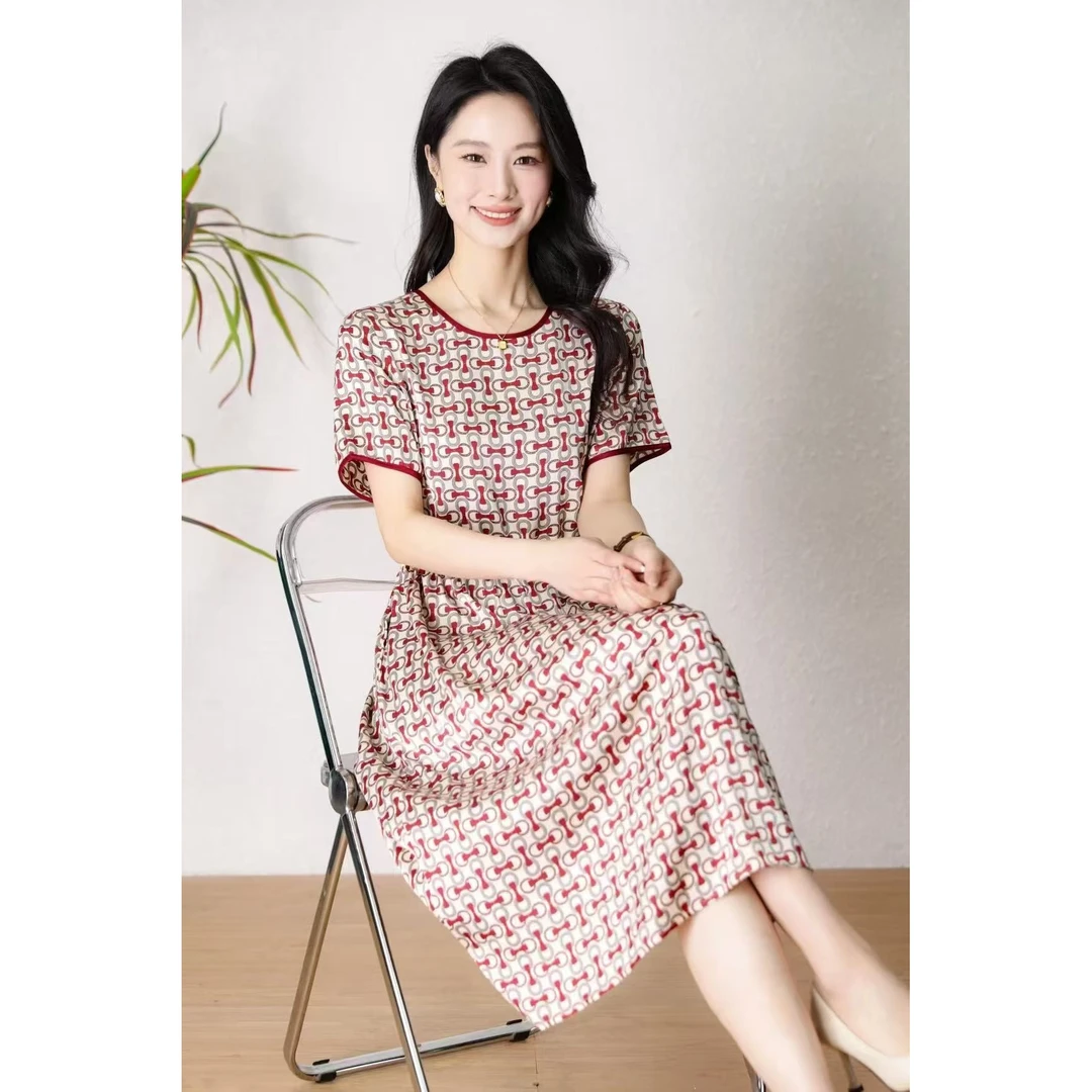 【SX红宝丽】小链条高级气质优雅收腰显瘦高级女装连衣裙2322