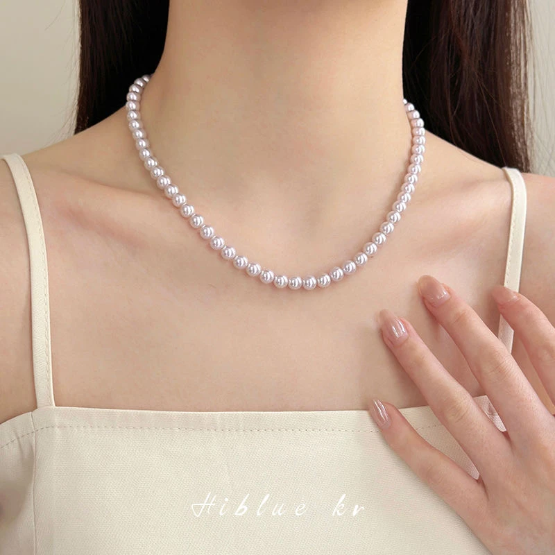 zj天然淡水珠珍珠5mm-6mm项链轻奢百搭高级时尚微瑕近圆003