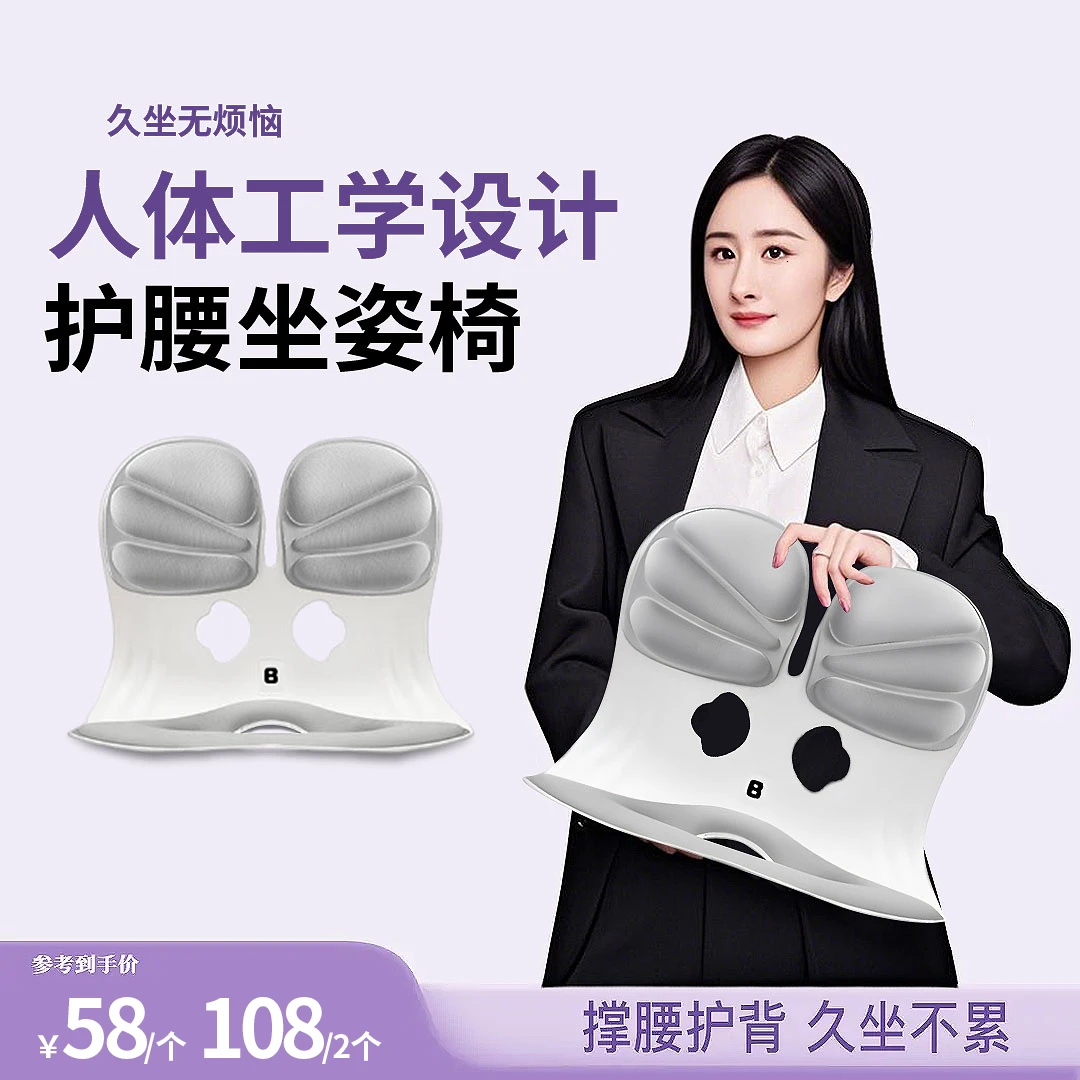 BK护腰坐姿椅人体工学坐垫矫正椅垫办公室腰靠背靠腰垫久坐神器IT