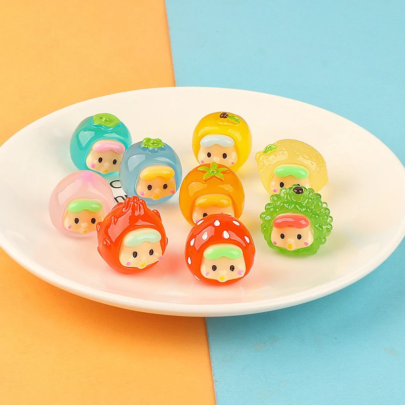 【双许愿九宫格】DIY树脂2.5*2.5夜光水果宝宝可爱小摆件配件对对碰