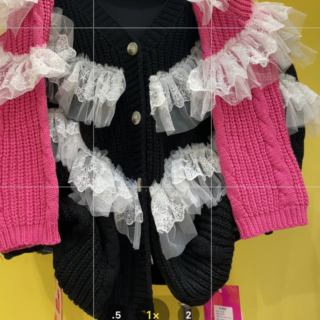 LYY欧货 实拍改2558蕾丝花边宽松大版甜美显瘦针织衫外套