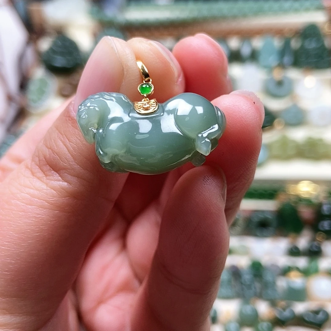 吊坠(不含链)18K金镶嵌和田玉