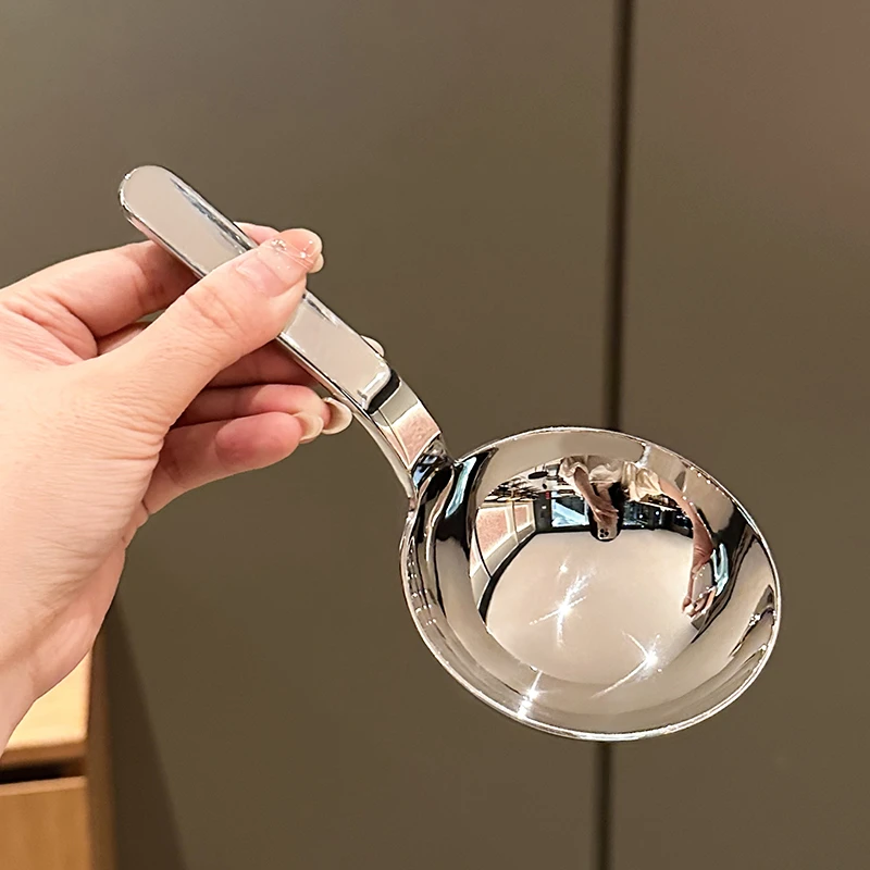 304不锈钢加深汤勺加厚短柄大圆勺家用大头盛汤勺米面勺螺蛳粉勺