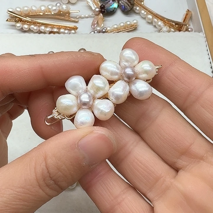 淡水珍珠发饰银S925镶嵌