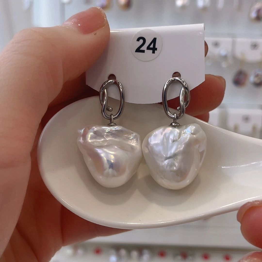 淡水珍珠天然珍珠巴洛克银S925镶嵌未***?