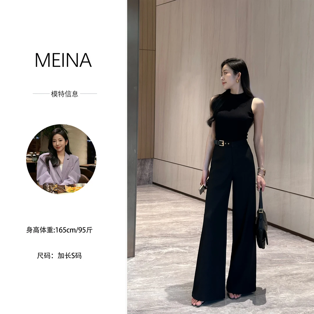 MUMU【米兰际遇】夏季高级感轻薄腰带设计感百搭气质休闲显瘦裤子