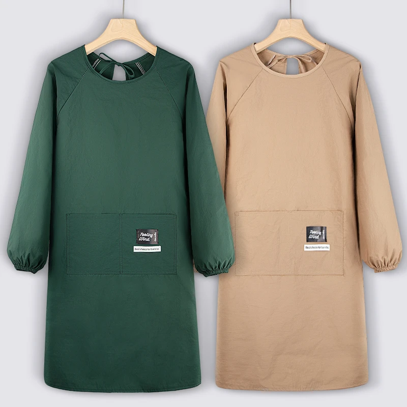 简约长袖围裙女时尚家用防水防油工作服新款餐饮上班专用做饭围腰